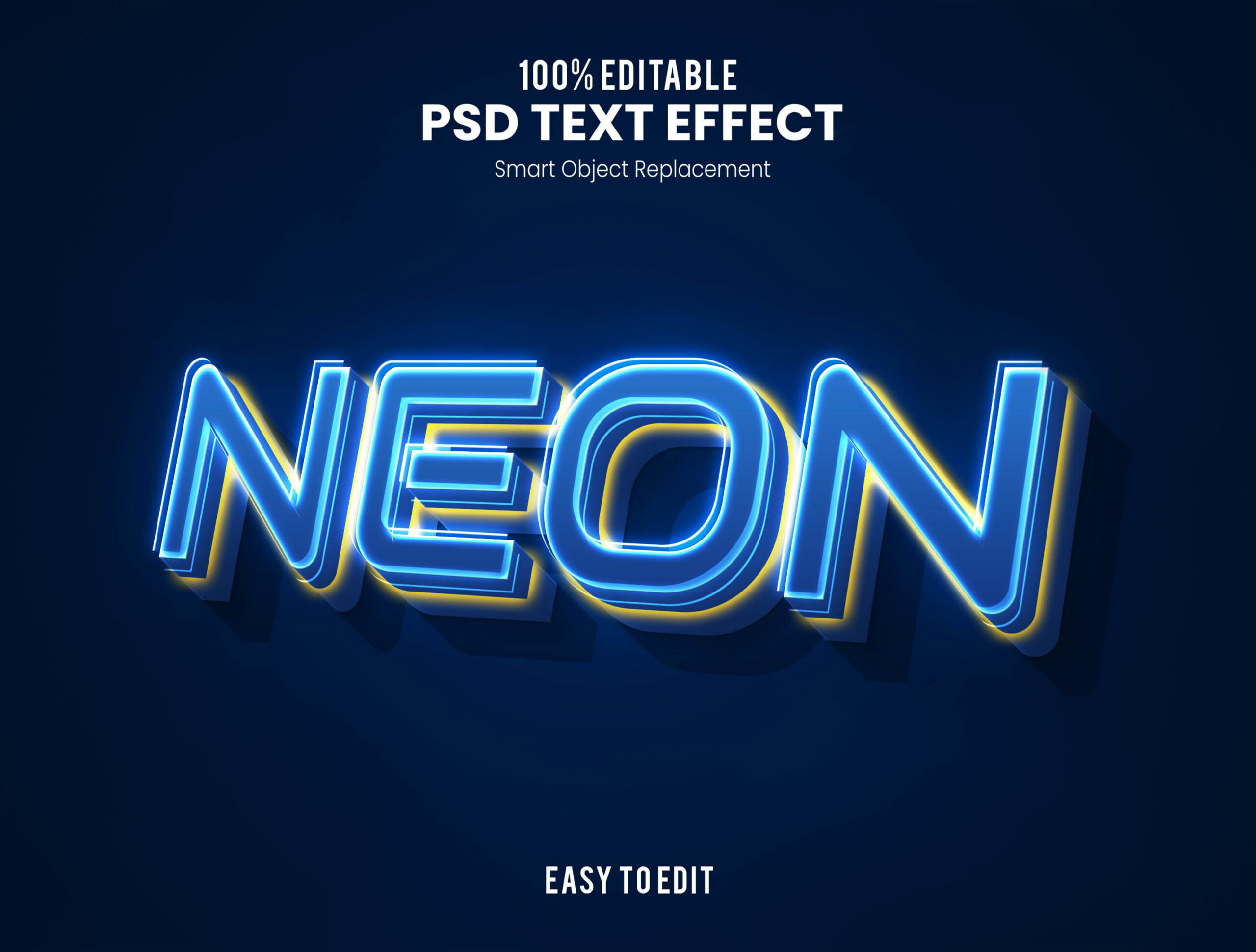 Blue Neon PSD Text Effect – Free Download