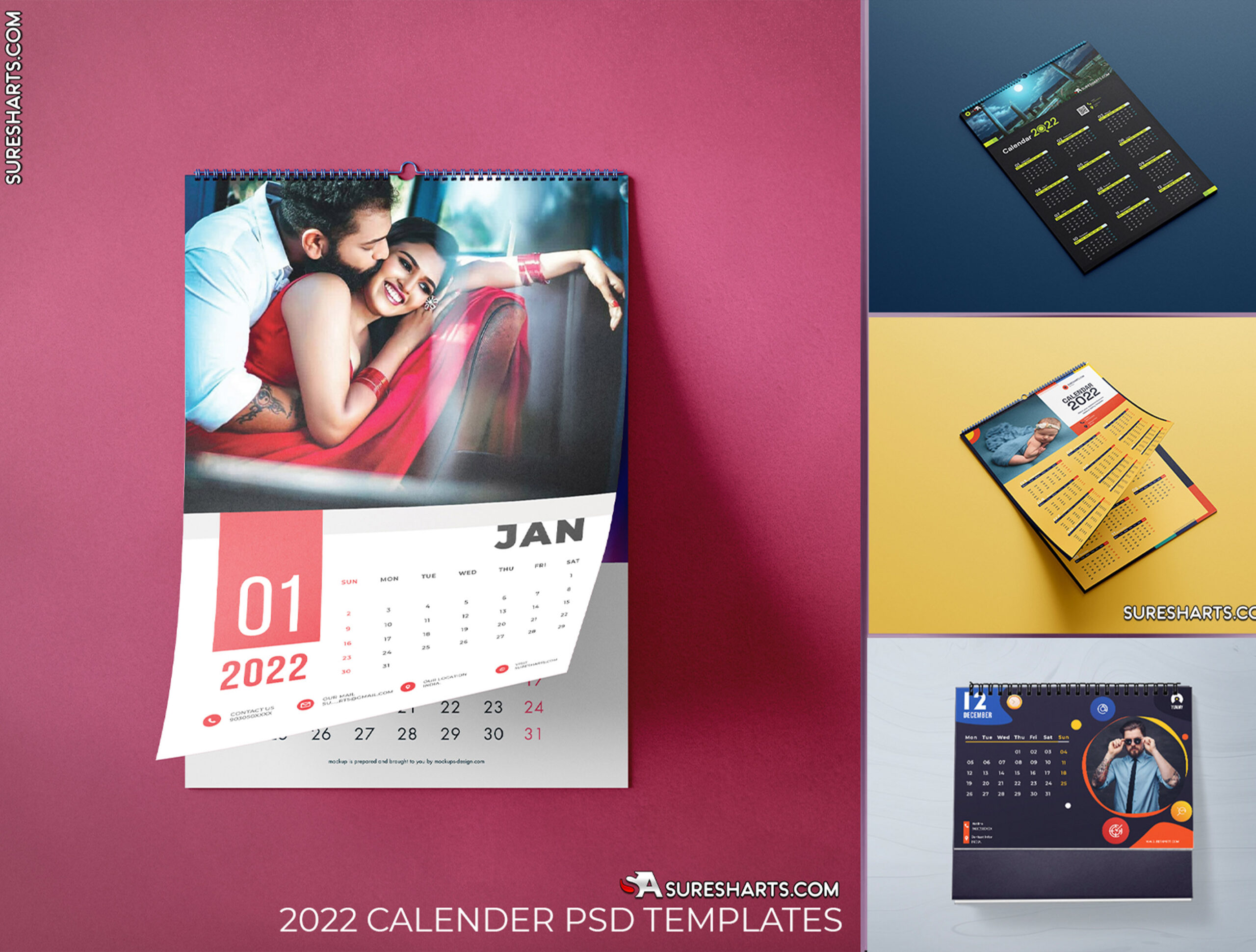 2022 Wall and Desk Calendar PSD Templates [Free Download]